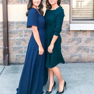 Eliza J Emerald Dress with Bow and Back Cutout